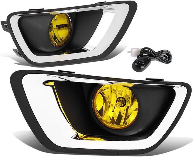 Main image of DNA Motoring FL-ZTL-288-AM For 2015 to 2019 Chevy Colorado Pair Amber Lens Front Driving Fog Light Lamps w/Chrome Trim Bezel Cover+Switch 16 17 18