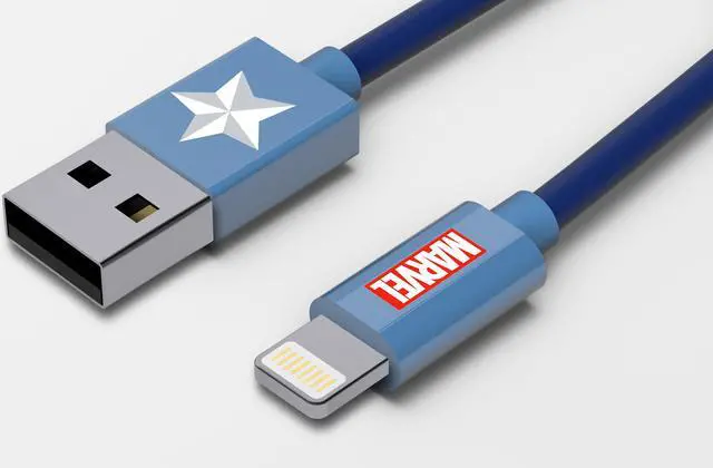 Alt view image 5 of 7 - Tribe Marvel Captain America Lightning USB 2.0 Cable 120cm Model CLR21601