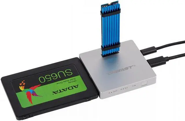 Alt view image 5 of 6 - Digifast DX3 M.2 SSD/2.5" SATA SSD Docking Base Ultra High Speed Read and Write - Silver