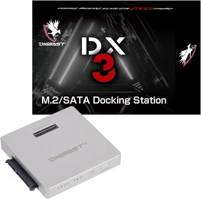Alt view image 3 of 6 - Digifast DX3 M.2 SSD/2.5" SATA SSD Docking Base Ultra High Speed Read and Write - Silver