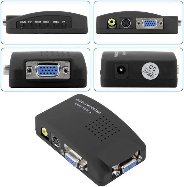 Main image of 1pcs Composite Video AV S-Video RCA to PC Laptop VGA TV Converter adapter box Hot Worldwide Promotion