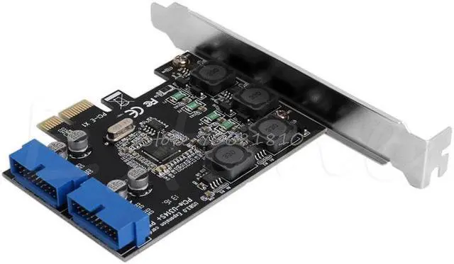 Alt view image 2 of 5 - 2 Port 19Pin USB 3.0 Card PCI-e to Internal 20Pin Male Ports Adapter PCI Express  Drop