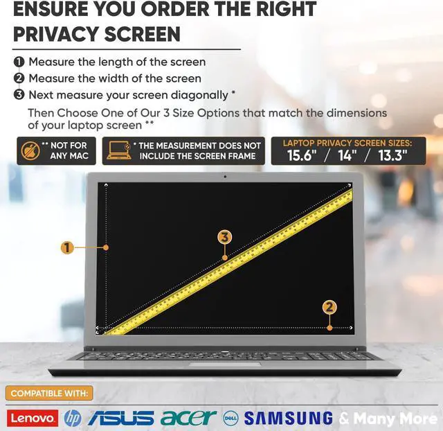 Alt view image 2 of 6 - Laptop Privacy Screen 15.6 inch 16:9 Ratio - Anti Glare Screen Protector