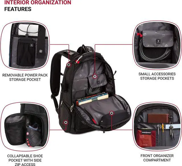 Alt view image 2 of 4 - swissgear 5358 ultimate protection usb tsa friendly scansmart laptop backpack and cable lock bundleblack