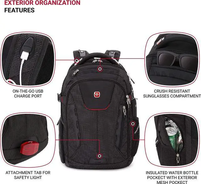 Alt view image 4 of 4 - swissgear 5358 ultimate protection usb tsa friendly scansmart laptop backpack and cable lock bundleblack