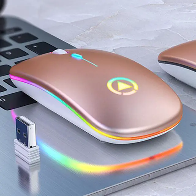 Main image of RGB Rechargeable Ergonomic Mouse 2.4Ghz USB Optical Mice for Laptop PC Wireless Mouse Computer Mouse PC(rose gold)