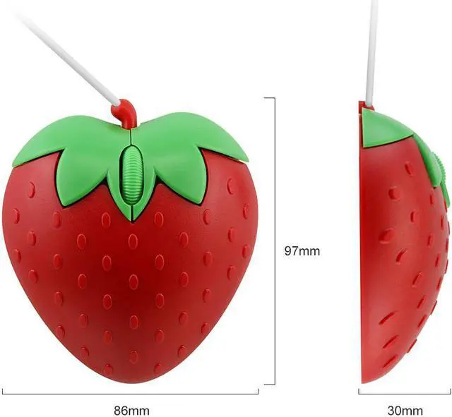 Alt view image 2 of 5 - CHYI Cute Cartoon Strawberry Wired Mouse Mini 3D Mouse For Gilr Gift USB Optical Mice 800 DPI Computer Office Mause For Laptop