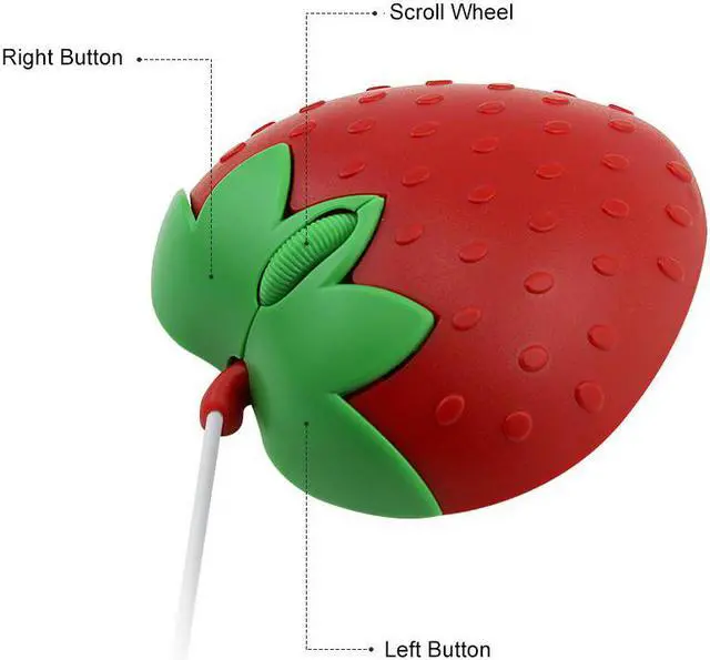Alt view image 5 of 5 - CHYI Cute Cartoon Strawberry Wired Mouse Mini 3D Mouse For Gilr Gift USB Optical Mice 800 DPI Computer Office Mause For Laptop