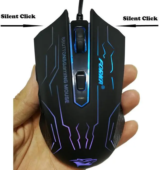 Alt view image 5 of 5 - FORKA Silent Click USB Wired Gaming Mouse 6 Buttons 3200DPI Mute Optical Computer Mouse Gamer Mice for PC Laptop Notebook Game