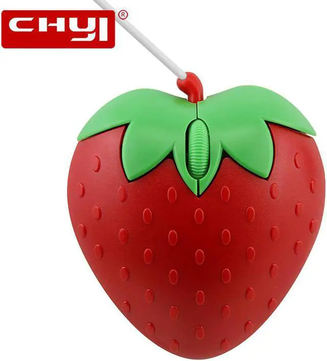 Main image of CHYI Cute Cartoon Strawberry Wired Mouse Mini 3D Mouse For Gilr Gift USB Optical Mice 800 DPI Computer Office Mause For Laptop