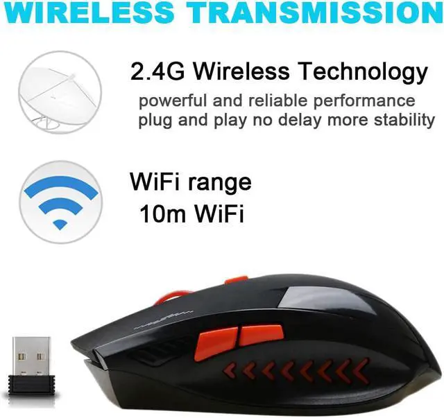 Alt view image 3 of 6 - AZZOR Rechargeable Wireless Illuminate Computer Mouse Mice Laser Gaming 2.4G Gamer Silence Lithium Battery Build-in