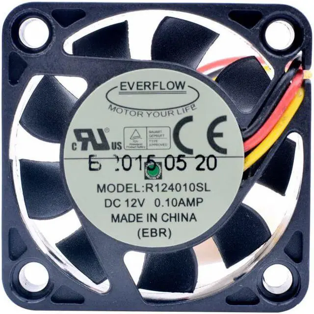 Alt view image 4 of 7 - R124010SL EVERFLOW 4cm 4010 40x40x10mm 40mm fan 12V 0.10A 3 line speed detection mute CPU cooling fan