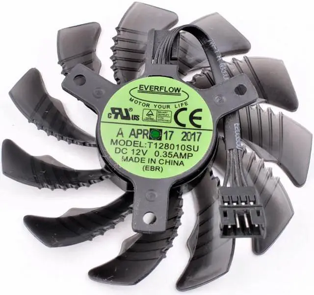 Alt view image 2 of 3 - EVERFLOW T128010SU 12V 0.35A GTX1050 1060 1070 1080 N970 graphics card cooling fan