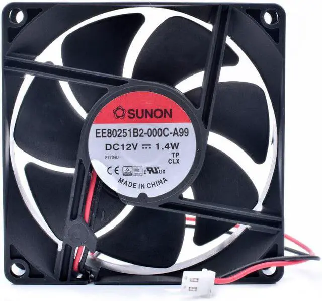 Alt view image 4 of 4 - EE80251B2-000C-A99 8cm 8025 80mm 80x80x25mm 12V 1.4W 2 line double ball bearing cooling fan