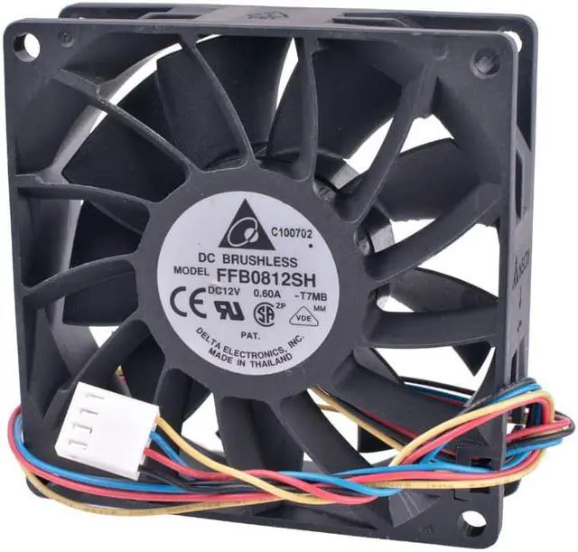 Alt view image 2 of 4 - FFB0812SH 8cm 8025 80mm fan 12V 0.60A 4-wire pwm high volume booster cooling fan