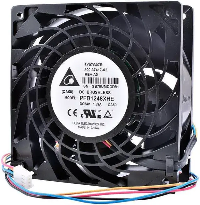 Alt view image 4 of 4 - PFB1248XHE 12038 12cm 48V 1.92A double ball bearing inverter server metal fan