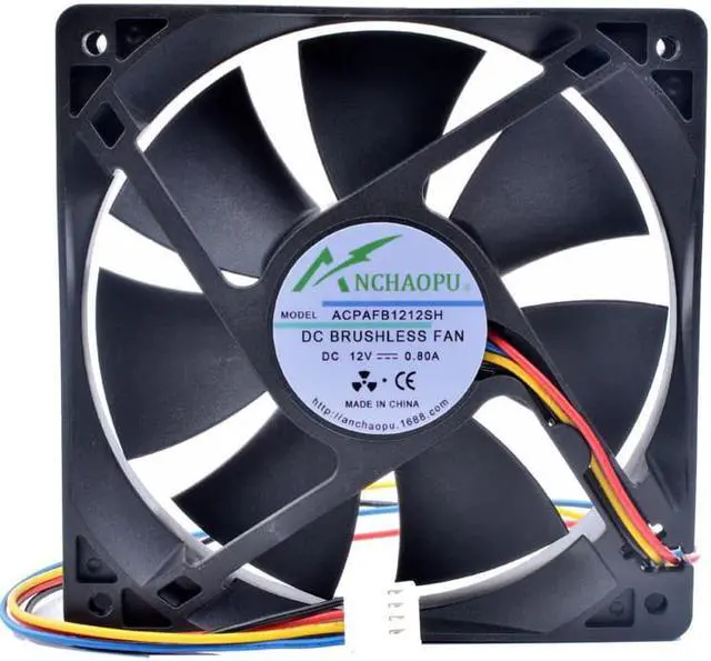 Alt view image 3 of 4 - New ANCHAOPU AFB1212SH 12cm 12025 120mm fan 12V 0.80A 4 lines 4pin high speed server computer chassis power cooling fan
