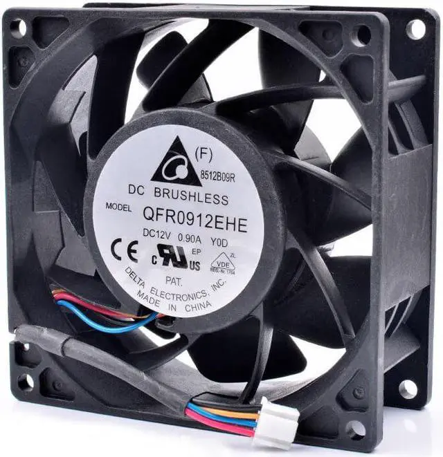 Alt view image 4 of 4 - QFR0912EHE 9cm 9038 92x92x38mm 12V 0.90A server large air volume cooling fan