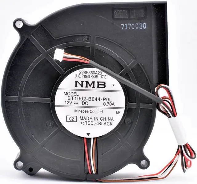 Alt view image 4 of 4 - BT1002-B044-P0L 100x105x25mm 100mm blower fan DC12V 0.70A 4 lines Turbocharged exhaust cooling fan for projector