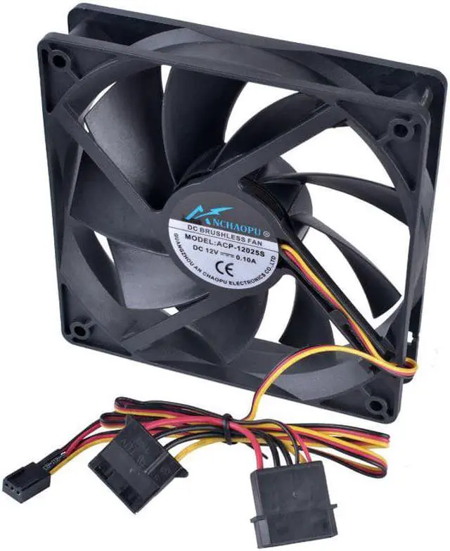 Alt view image 6 of 6 - 12cm 120mm cooling fan ANCHAOPU 120x120x25mm DC12V 0.10A 3 wires D type plug Quiet cooling fan for chassis and power supply