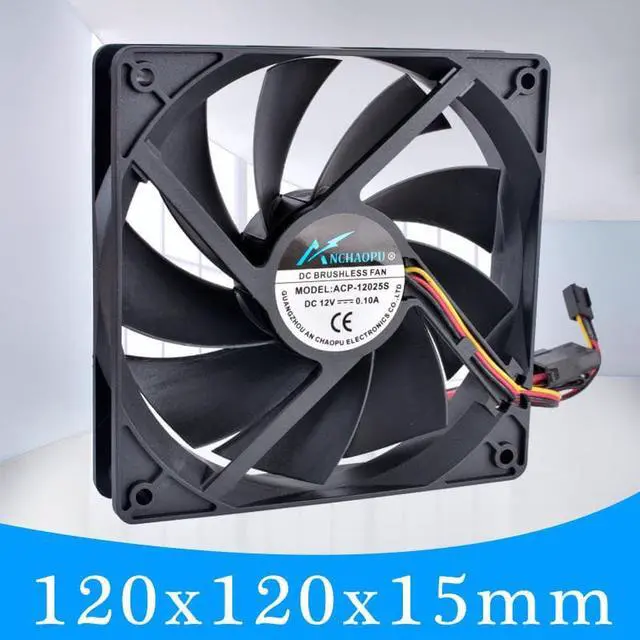 Alt view image 3 of 6 - 12cm 120mm cooling fan ANCHAOPU 120x120x25mm DC12V 0.10A 3 wires D type plug Quiet cooling fan for chassis and power supply