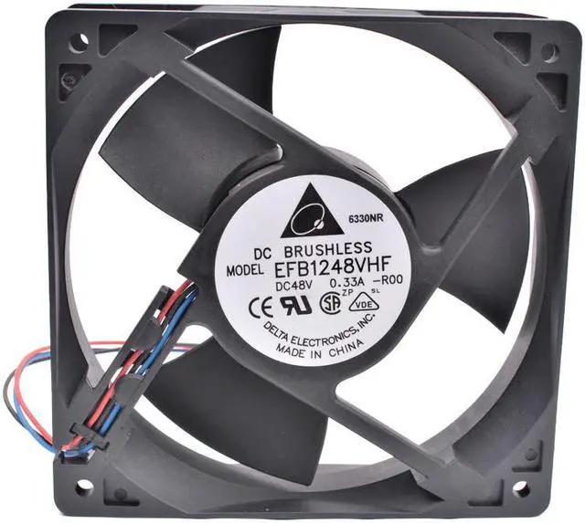 Alt view image 3 of 4 - EFB1248VHF-ROO 12cm 120mm fan 120x120x38mm DC48V 0.33A 3 fan leaves cooling fan for server