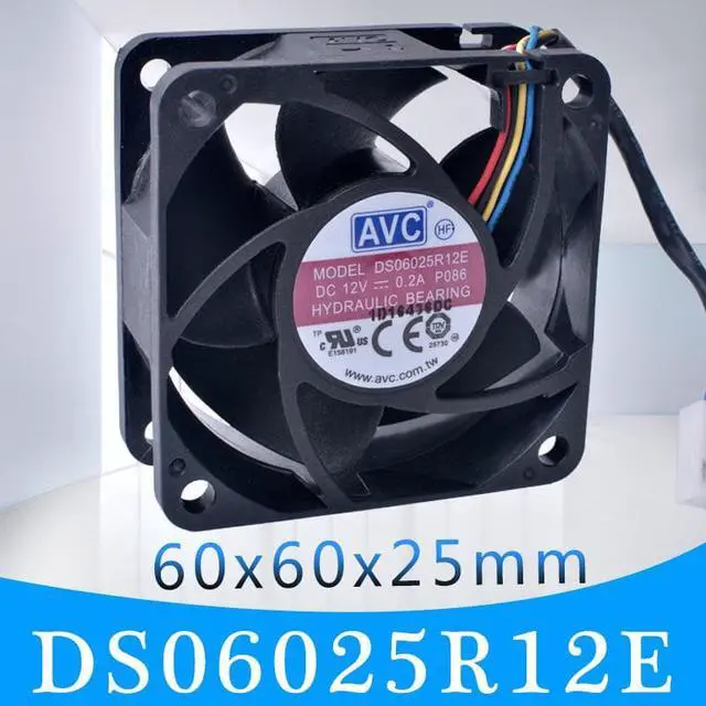 Alt view image 2 of 6 - DS06025R12E 60mm fan 6025 60x60x25mm 12V 0.20A Four-wire PWM ultra-quiet cooling fan