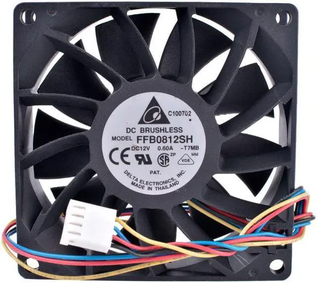Alt view image 4 of 4 - FFB0812SH 8cm 8025 80mm fan 12V 0.60A 4-wire pwm high volume booster cooling fan