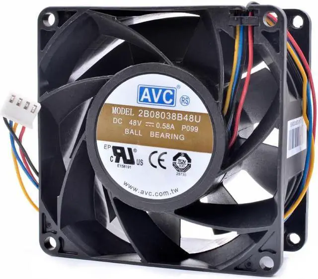 Alt view image 2 of 4 - 2B08038B48U 8cm 8038 80x80x38mm 48V 0.58A communication server chassis cooling fan