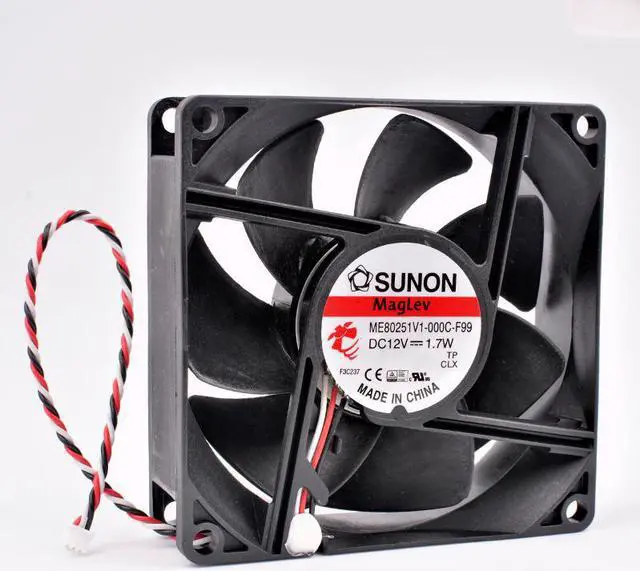 Alt view image 2 of 4 - ME80251V1-000C-F99 8cm 80mm fan 80x80x25mm DC12V 1.7W 3 lines projector case cooling fan