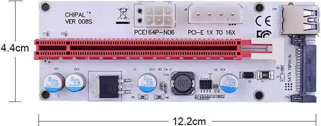 Alt view image 3 of 5 - 60cm PCI-E Riser Card PCIe 1x To 16x Adapter 4Pin 6Pin SATA Power USB 3.0 Cable for Bitcoin Miner Mining Expansion Converter