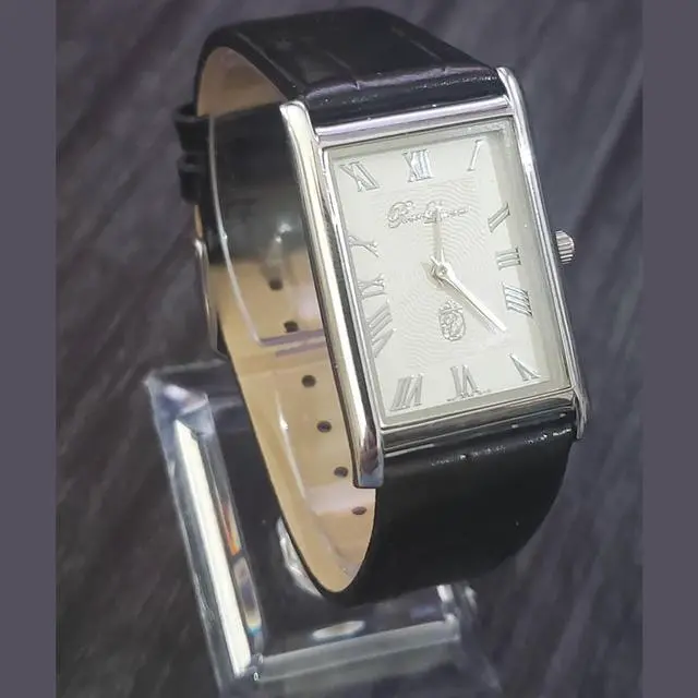 Alt view image 4 of 7 - Pierre Lucerne Slim Quartz Mens Tank Watch White Enamel Roman Dial