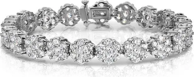Main image of Noray Designs 14K White Gold Diamond (10.5 Ct, G-H, SI2 Clarity) Flower Cluster Tennis Bracelet