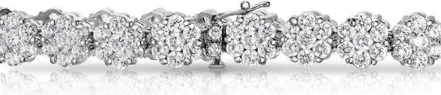 Alt view image 2 of 4 - Noray Designs 14K White Gold Diamond (10.5 Ct, G-H, SI2 Clarity) Flower Cluster Tennis Bracelet