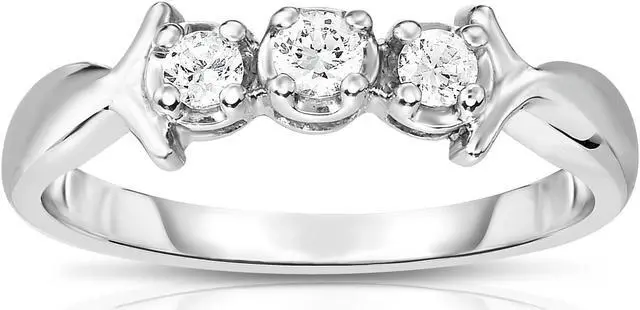 Main image of Noray Designs 14K White Gold 3-Stone Diamond (0.18 Ct, G-H Color, I1-I2 Clarity) Engagement Ring