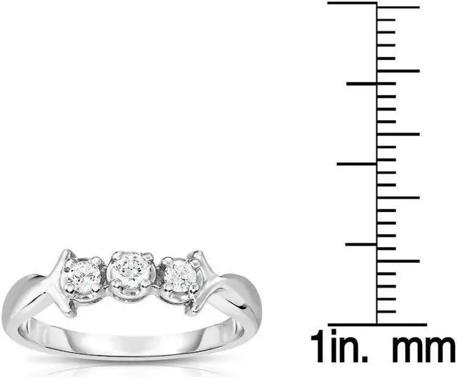 Alt view image 3 of 4 - Noray Designs 14K White Gold 3-Stone Diamond (0.18 Ct, G-H Color, I1-I2 Clarity) Engagement Ring