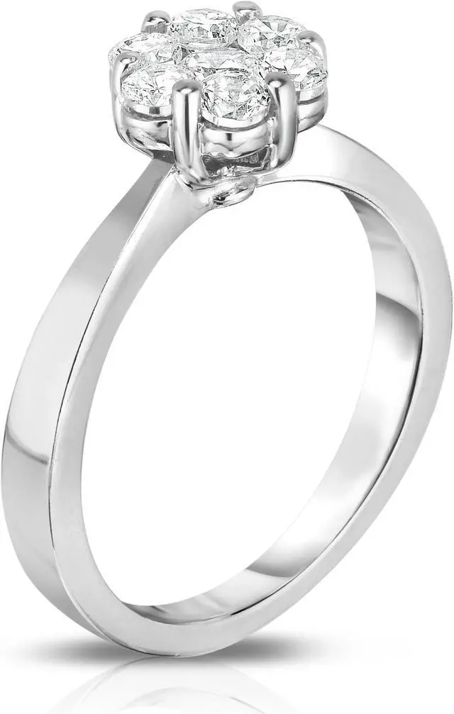 Alt view image 2 of 4 - Noray Designs 14K White Gold Diamond (0.75 Ct, G-H Color, SI2 Clarity) Cluster Ring