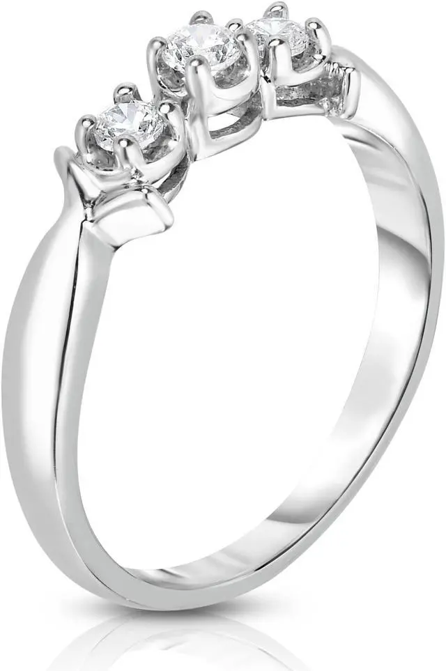 Alt view image 2 of 4 - Noray Designs 14K White Gold 3-Stone Diamond (0.18 Ct, G-H Color, I1-I2 Clarity) Engagement Ring