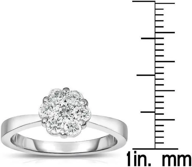 Alt view image 3 of 4 - Noray Designs 14K White Gold Diamond (0.75 Ct, G-H Color, SI2 Clarity) Cluster Ring