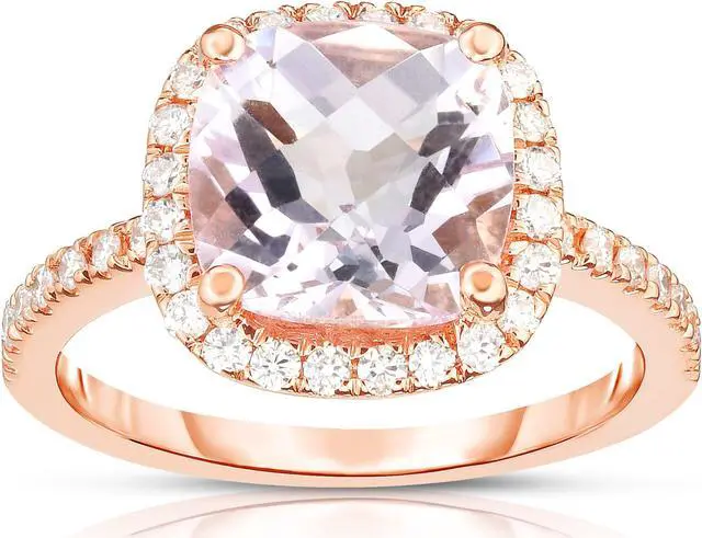 Main image of Noray Designs 14K Rose Gold Cushion Light Amethyst & Diamond (0.35 Ct, G-H Color, SI2 Clarity) Ring