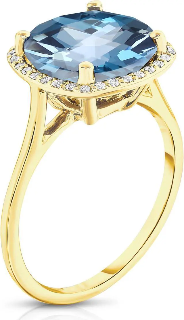 Alt view image 2 of 4 - Noray Designs 14K Yellow Gold London Blue Topaz & Diamond (0.18 Ct, G-H Color, SI2 Clarity) Ring