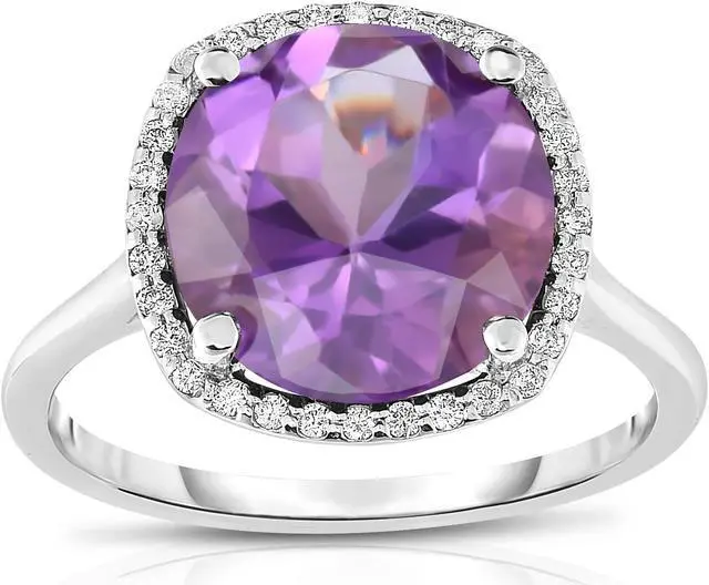 Main image of Noray Designs 14K White Gold Amethyst & Diamond (0.18 Ct, G-H Color, SI2 Clarity) Ring