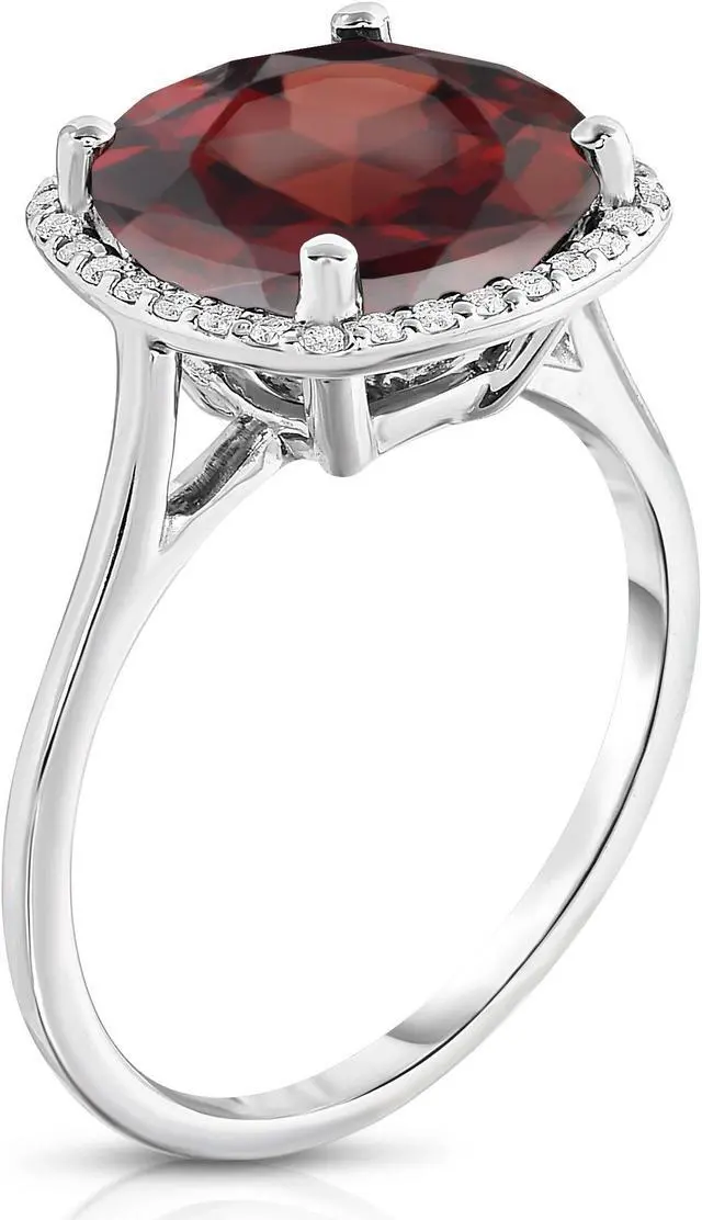 Alt view image 2 of 4 - Noray Designs 14K White Gold Garnet & Diamond (0.18 Ct, G-H Color, SI2 Clarity) Ring