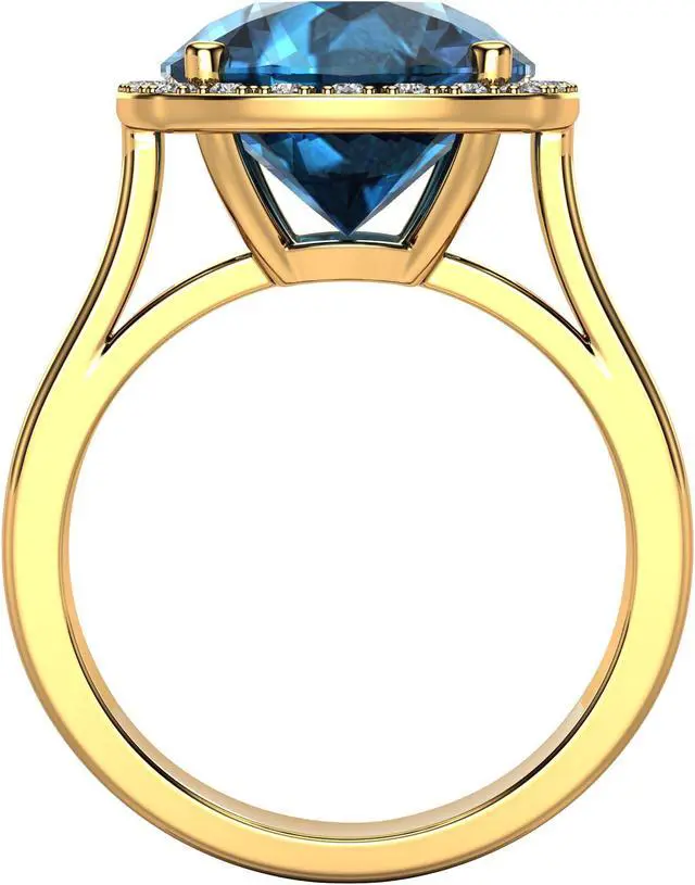 Alt view image 3 of 4 - Noray Designs 14K Yellow Gold London Blue Topaz & Diamond (0.18 Ct, G-H Color, SI2 Clarity) Ring
