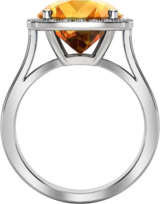 Alt view image 3 of 4 - Noray Designs 14K White Gold Citrine & Diamond (0.18 Ct, G-H Color, SI2 Clarity) Ring