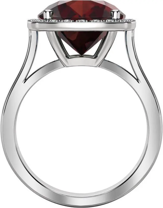 Alt view image 3 of 4 - Noray Designs 14K White Gold Garnet & Diamond (0.18 Ct, G-H Color, SI2 Clarity) Ring