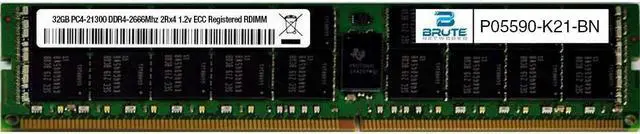Main image of P05590-K21 - HPE Compatible 32GB PC4-21300 DDR4-2666Mhz 2Rx4 1.2v ECC Registered RDIMM