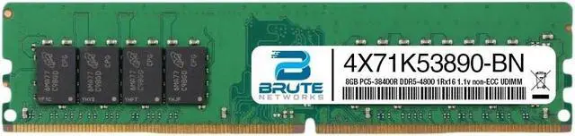 Main image of 4X71K53890 - Lenovo Compatible 8GB PC5-38400 DDR5-4800Mhz 1Rx16 non-ECC UDIMM