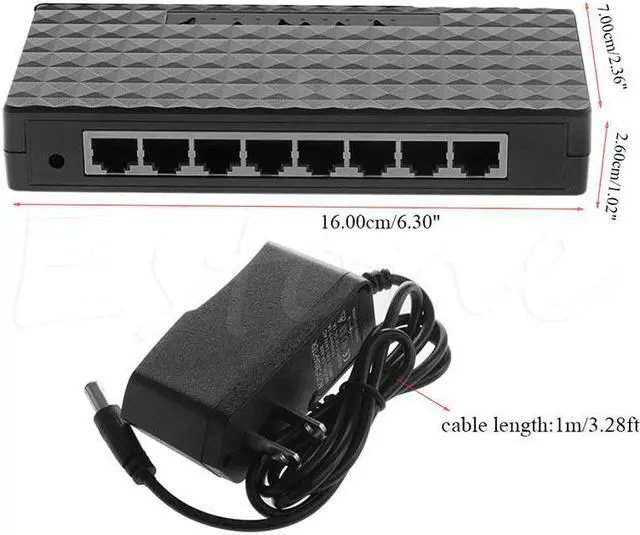 Alt view image 5 of 5 - Plug 10/100/1000 Mbps Ethernet 8port RJ-45 Network Desktop Switch Auto-MDI/MDIX Hub  For Small/ Medium-Sized Office Networks