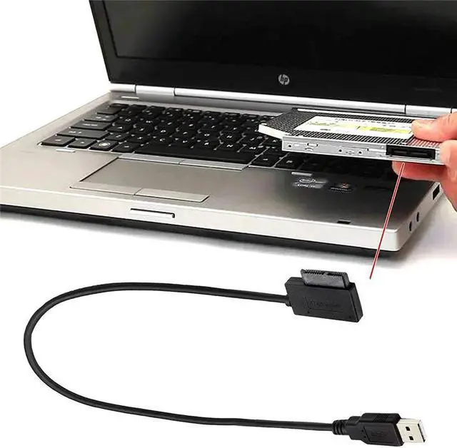 Alt view image 3 of 5 - Laptop Sata Cable SATA to USB Jack Adapter 6 Pin + 7Pin SATA to USB 2.0 cd-rom Cable 13-Pin Adapter Box Riser Adapter